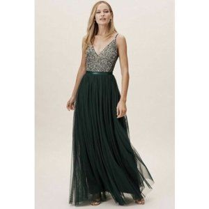 BHLDN Avery bridesmaid dress dark green size 26